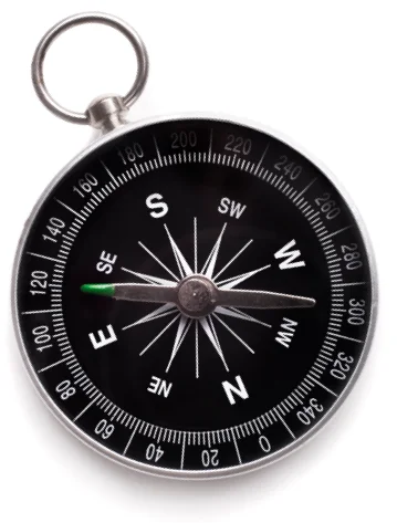 top down view of a compass
